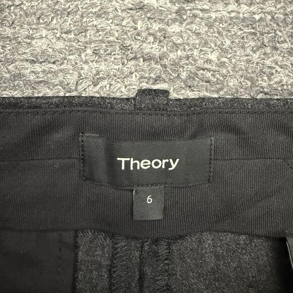 Theory Pants Women 6 Gray Wide Leg Sleek Flannel Career Office Business Terena - Picture 7 of 12